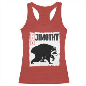 Jimothy The Raccoon Racerback Tank Top Japanese Style Trash Panda Graphic