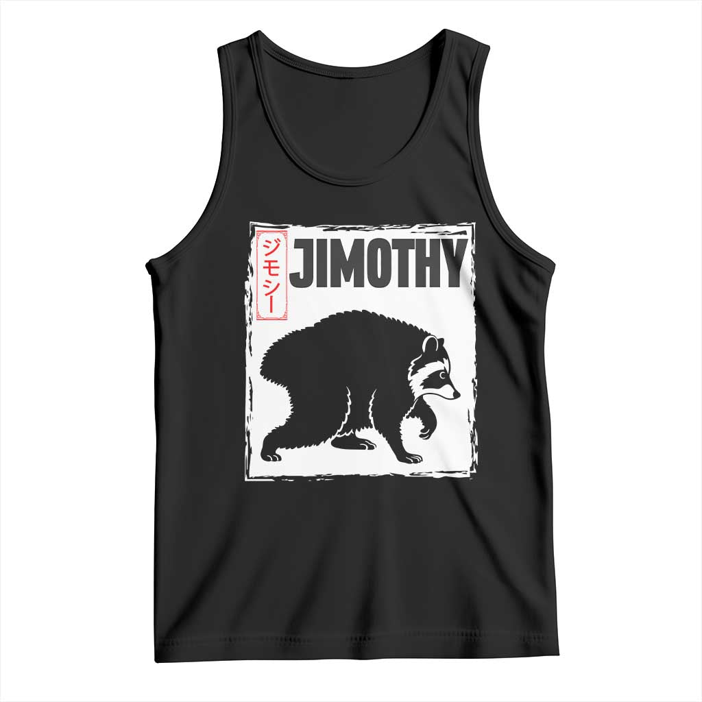 Jimothy The Raccoon Tank Top Japanese Style Trash Panda Graphic TS12 Black Print Your Wear