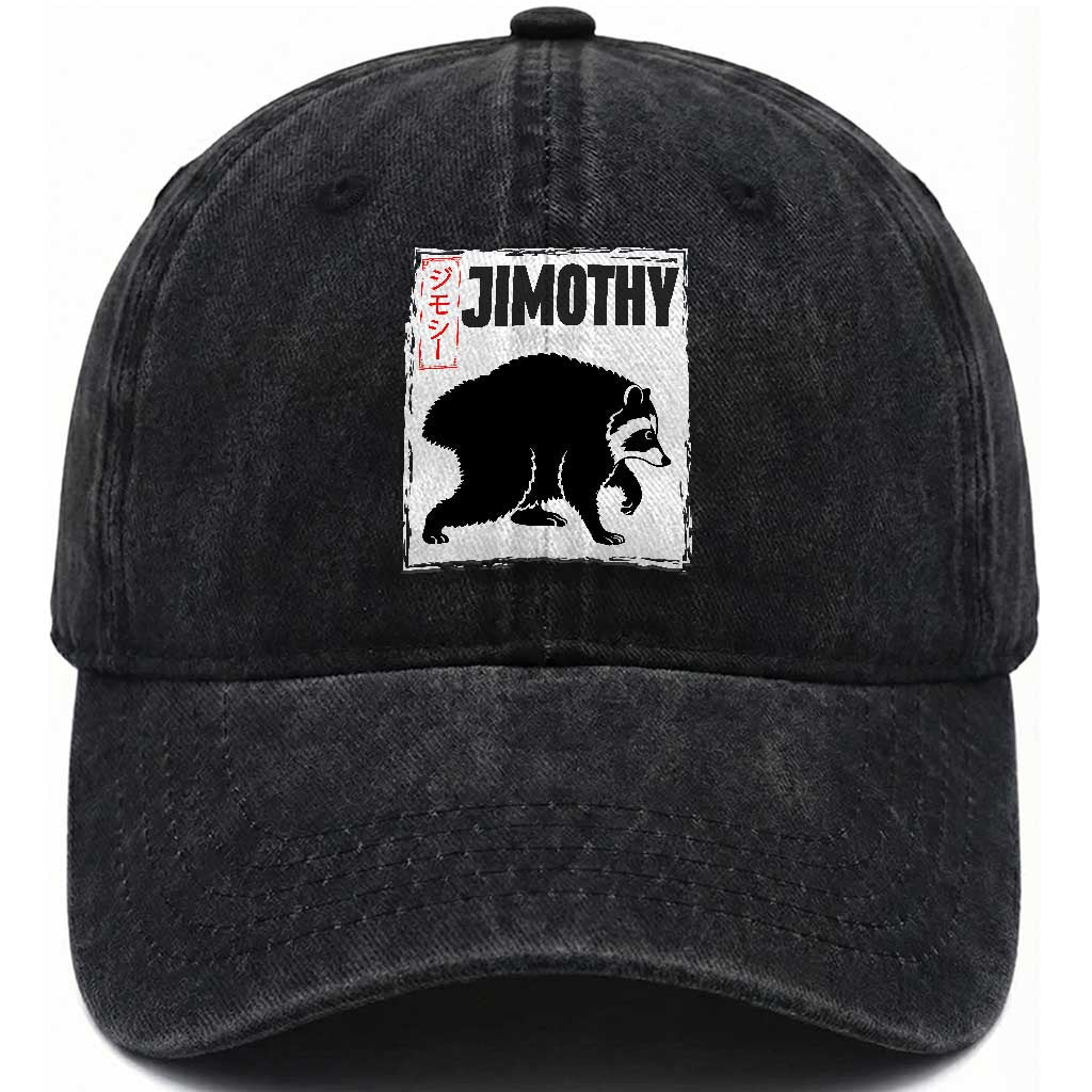 Jimothy The Raccoon Washed Cotton Baseball Cap Japanese Style Trash Panda Graphic TS12 Print Your Wear