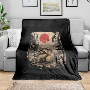 Vintage Japanese Ukiyoe Raccoon Throw Blanket Seattle Short Spine Trash Panda