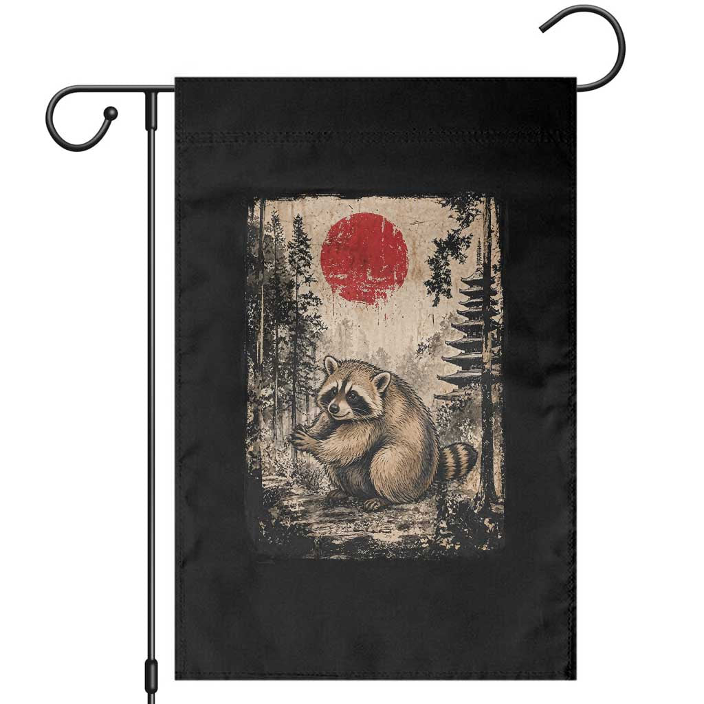 Vintage Japanese Ukiyoe Raccoon Garden Flag Seattle Short Spine Trash Panda TS12 Black Print Your Wear