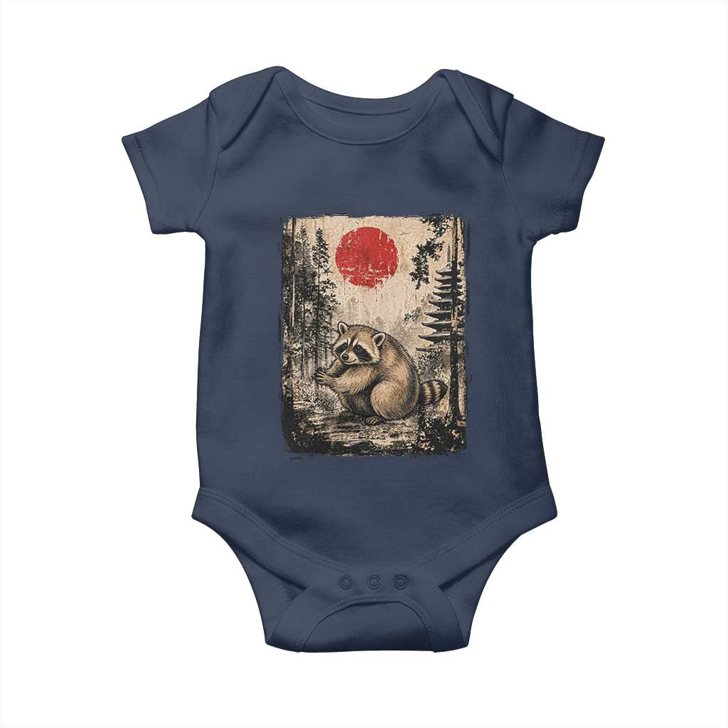 Vintage Japanese Ukiyoe Raccoon Baby Onesie Seattle Short Spine Trash Panda