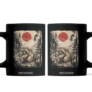 Vintage Japanese Ukiyoe Raccoon Coffee Mug Seattle Short Spine Trash Panda