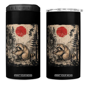 Vintage Japanese Ukiyoe Raccoon 4 in 1 Can Cooler Tumbler Seattle Short Spine Trash Panda