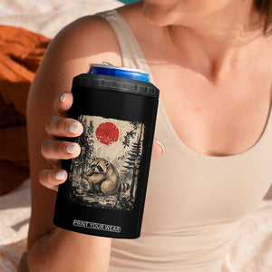 Vintage Japanese Ukiyoe Raccoon 4 in 1 Can Cooler Tumbler Seattle Short Spine Trash Panda