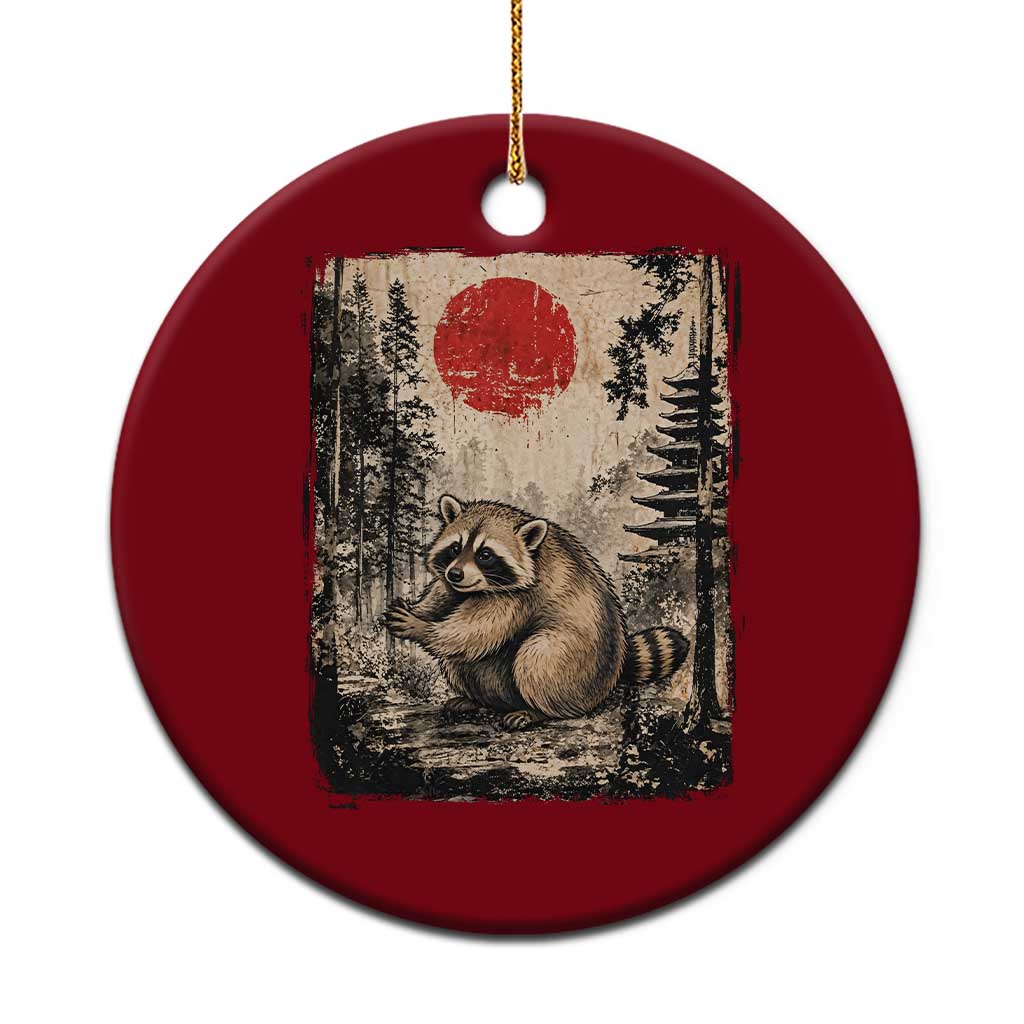 Vintage Japanese Ukiyoe Raccoon Ceramic Ornament Seattle Short Spine Trash Panda TS12 1pc Red Print Your Wear