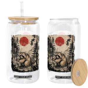 Vintage Japanese Ukiyoe Raccoon Glass Can Seattle Short Spine Trash Panda
