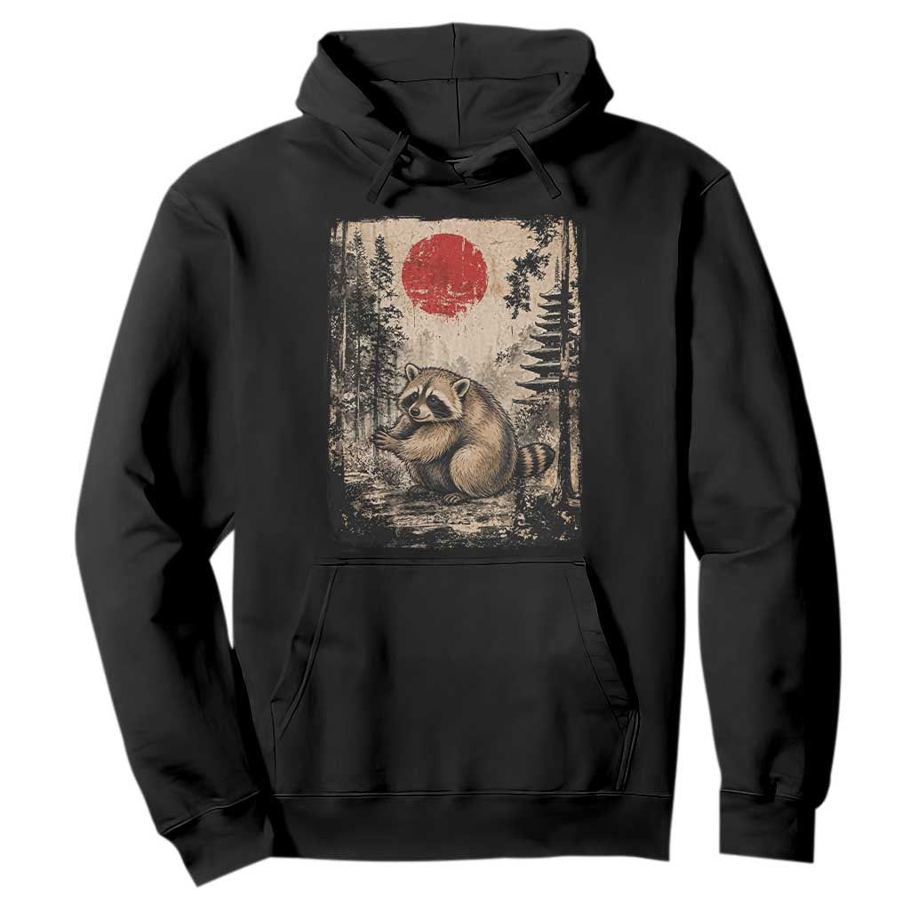 Vintage Japanese Ukiyoe Raccoon Hoodie Seattle Short Spine Trash Panda TS12 Black Print Your Wear