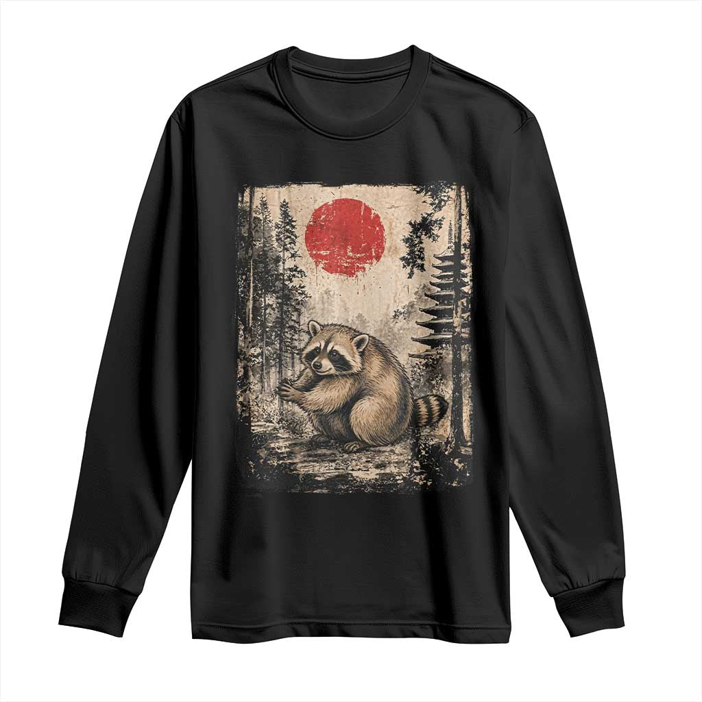 Vintage Japanese Ukiyoe Raccoon Long Sleeve Shirt Seattle Short Spine Trash Panda