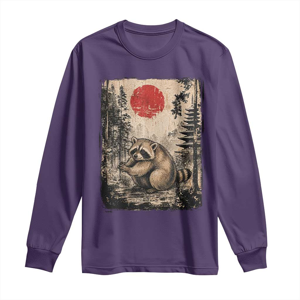 Vintage Japanese Ukiyoe Raccoon Long Sleeve Shirt Seattle Short Spine Trash Panda