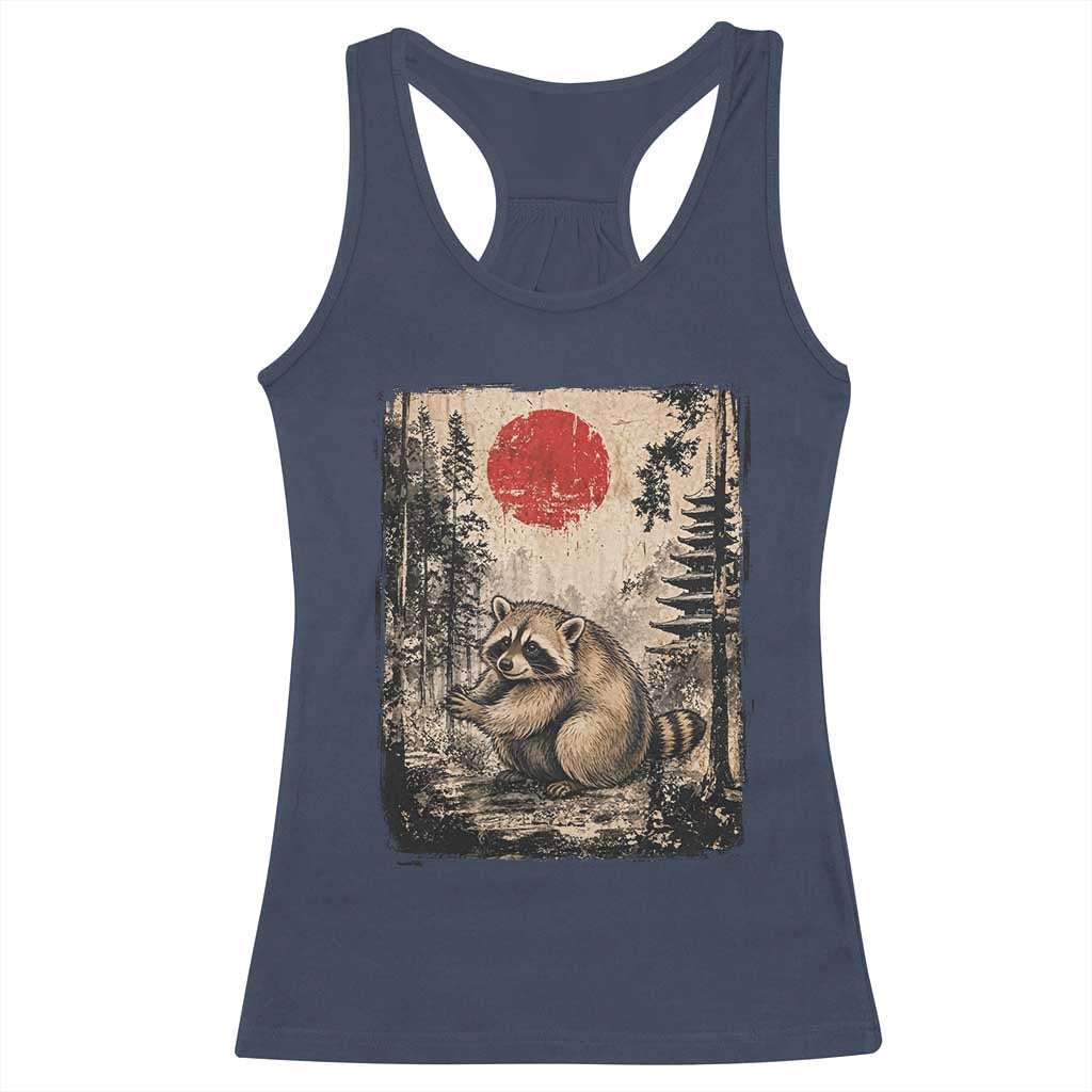 Vintage Japanese Ukiyoe Raccoon Racerback Tank Top Seattle Short Spine Trash Panda