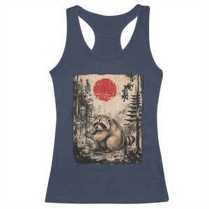 Vintage Japanese Ukiyoe Raccoon Racerback Tank Top Seattle Short Spine Trash Panda