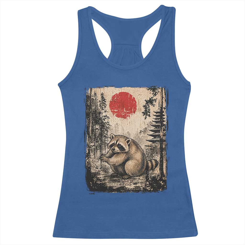 Vintage Japanese Ukiyoe Raccoon Racerback Tank Top Seattle Short Spine Trash Panda
