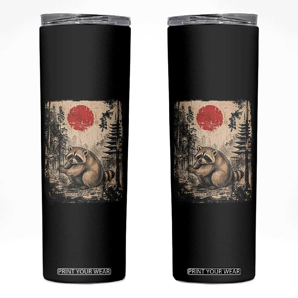 Vintage Japanese Ukiyoe Raccoon Skinny Tumbler Seattle Short Spine Trash Panda TS12 Black Print Your Wear