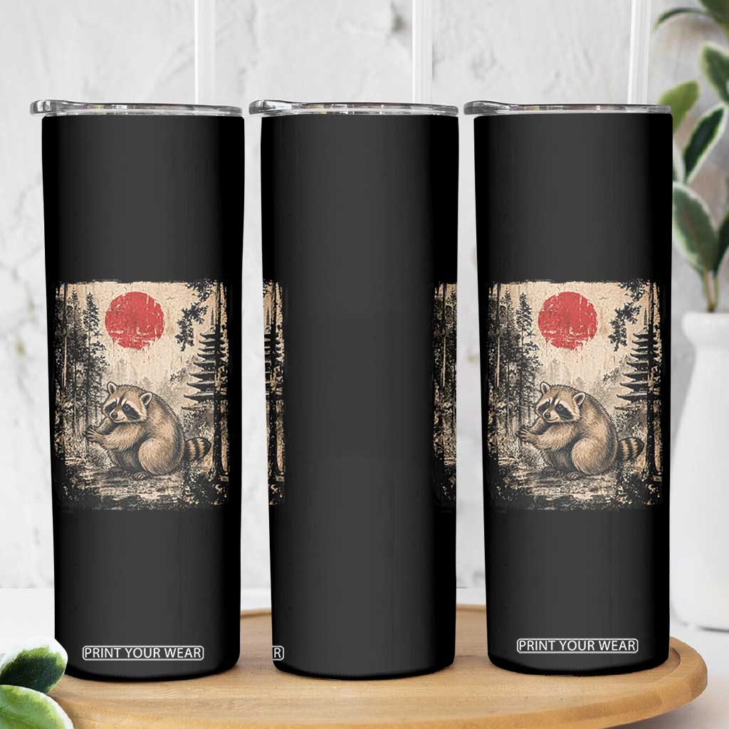 Vintage Japanese Ukiyoe Raccoon Skinny Tumbler Seattle Short Spine Trash Panda
