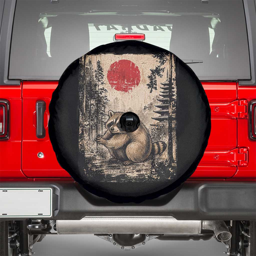 Vintage Japanese Ukiyoe Raccoon Spare Tire Cover Seattle Short Spine Trash Panda