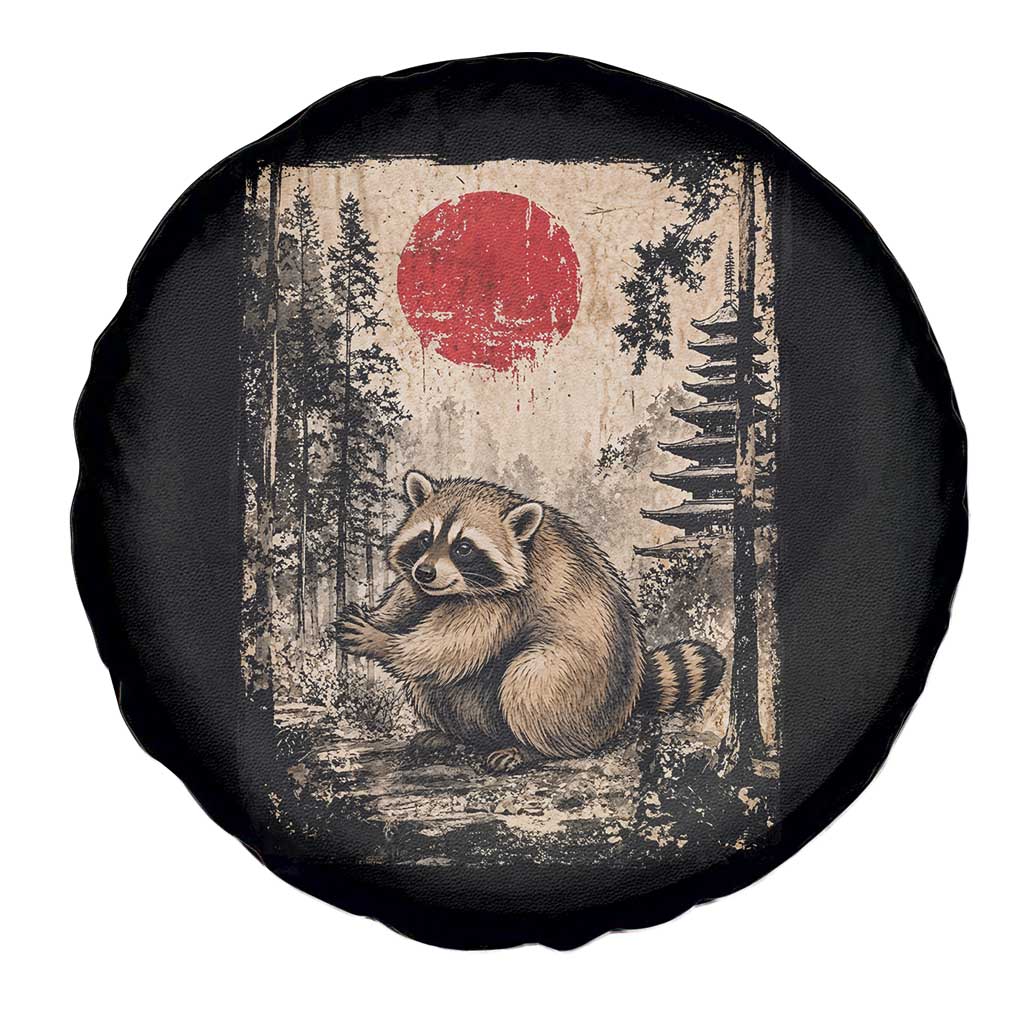 Vintage Japanese Ukiyoe Raccoon Spare Tire Cover Seattle Short Spine Trash Panda
