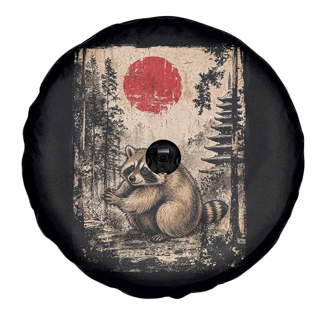 Vintage Japanese Ukiyoe Raccoon Spare Tire Cover Seattle Short Spine Trash Panda