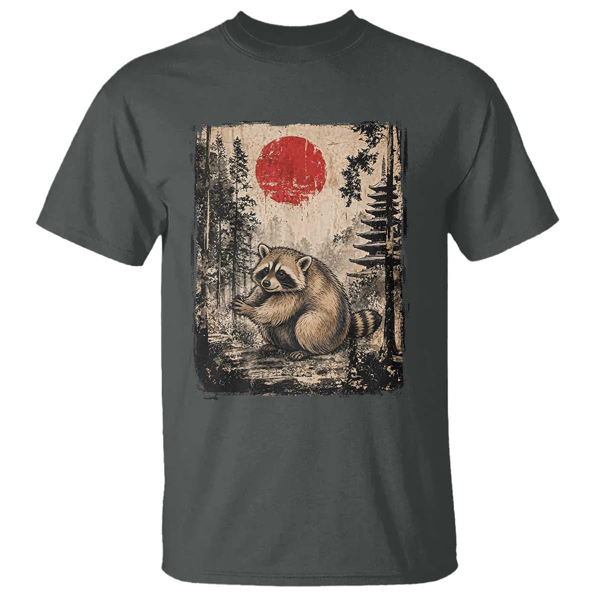 Vintage Japanese Ukiyoe Raccoon T Shirt Seattle Short Spine Trash Panda