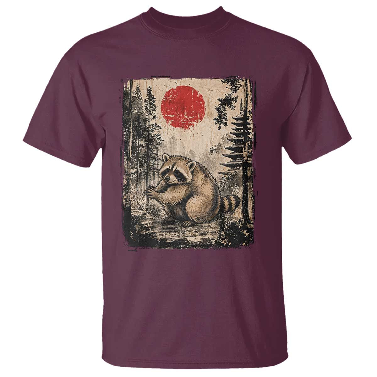 Vintage Japanese Ukiyoe Raccoon T Shirt Seattle Short Spine Trash Panda
