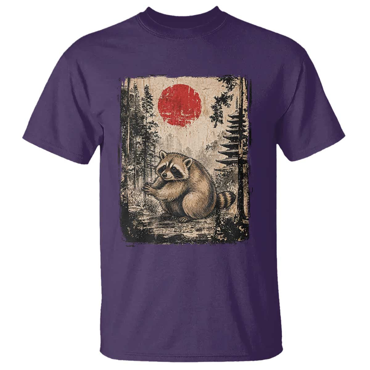 Vintage Japanese Ukiyoe Raccoon T Shirt Seattle Short Spine Trash Panda