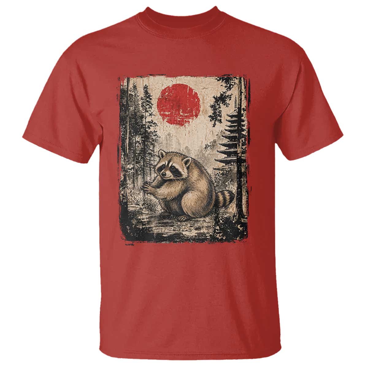 Vintage Japanese Ukiyoe Raccoon T Shirt Seattle Short Spine Trash Panda