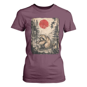Vintage Japanese Ukiyoe Raccoon T Shirt For Women Seattle Short Spine Trash Panda