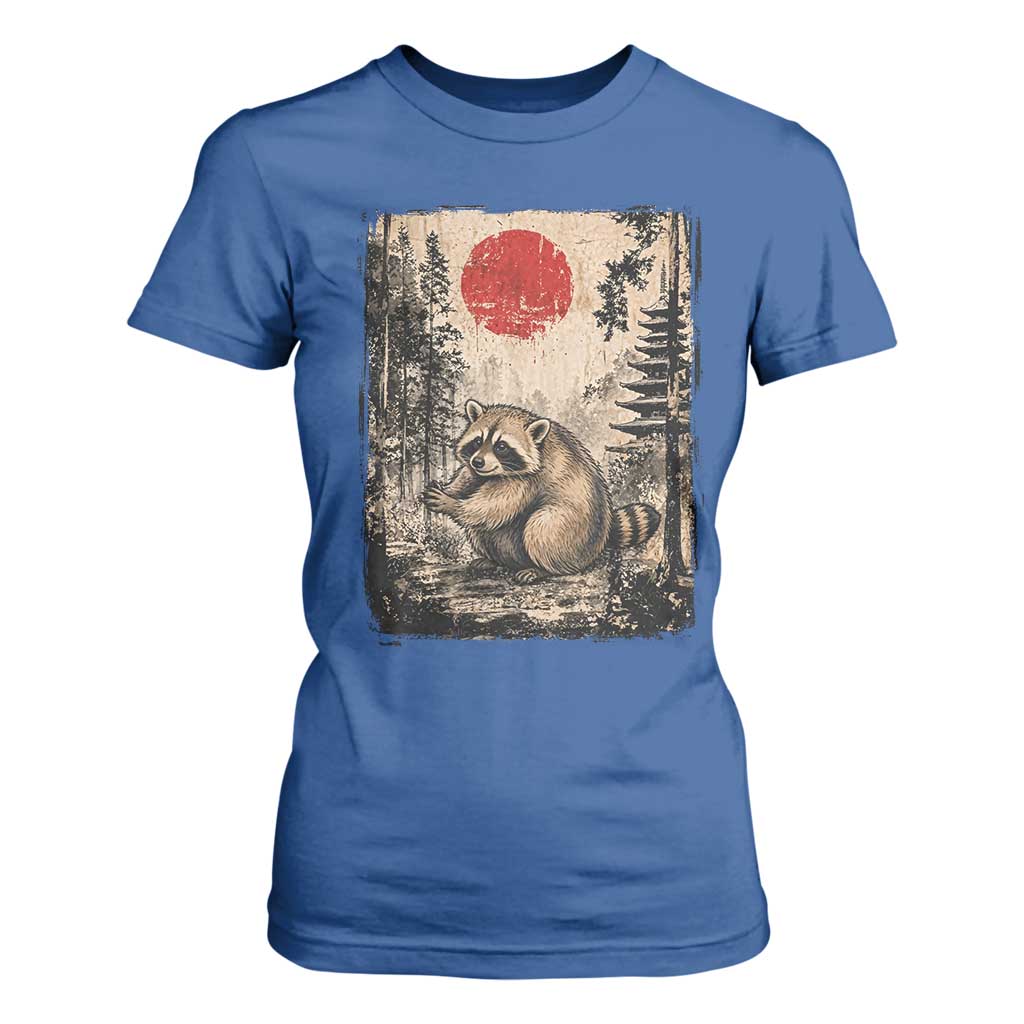 Vintage Japanese Ukiyoe Raccoon T Shirt For Women Seattle Short Spine Trash Panda