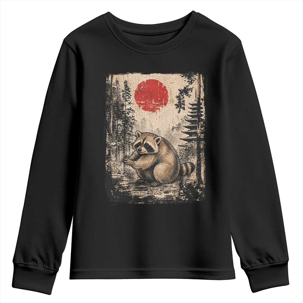 Vintage Japanese Ukiyoe Raccoon Youth Sweatshirt Seattle Short Spine Trash Panda TS12 Black Print Your Wear