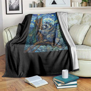 Seattle Trash Panda Starry Night Graphic Throw Blanket Funny Short King Raccoon