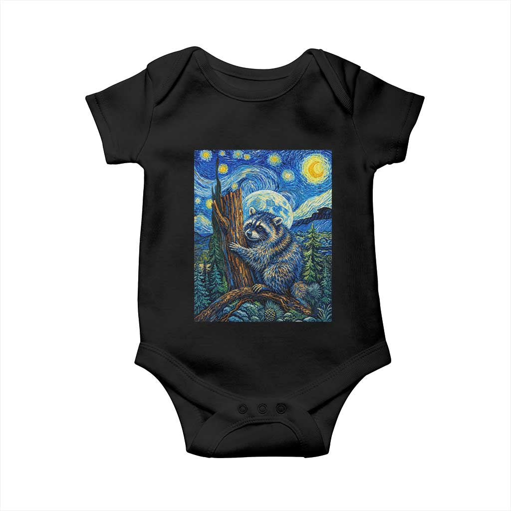 Seattle Trash Panda Starry Night Graphic Baby Onesie Funny Short King Raccoon TS12 Black Print Your Wear