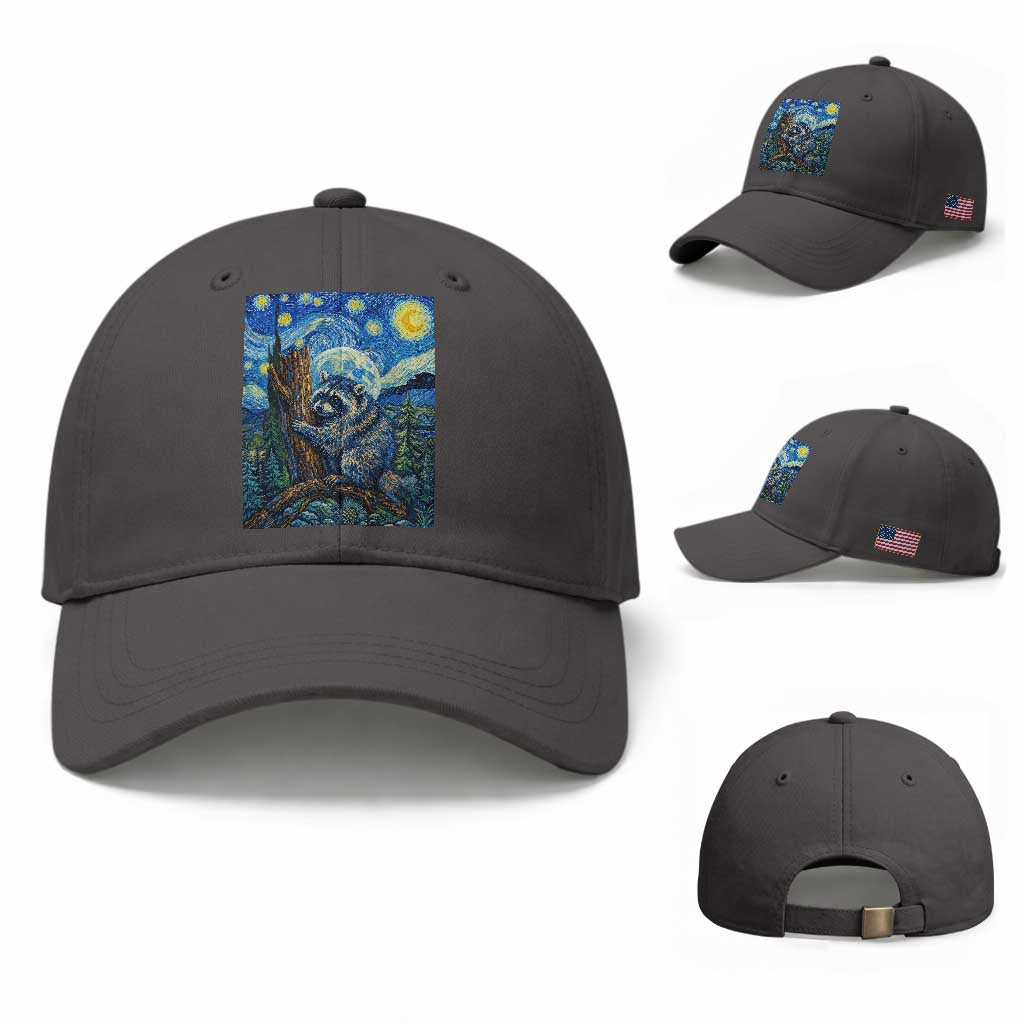 Seattle Trash Panda Starry Night Graphic Baseball Cap Funny Short King Raccoon