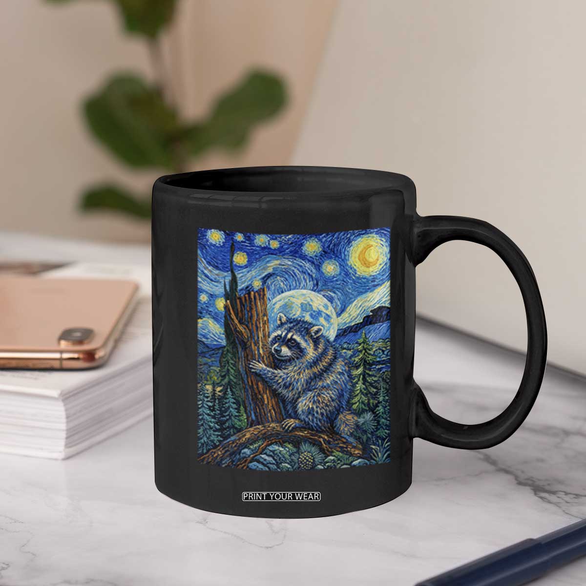 Seattle Trash Panda Starry Night Graphic Coffee Mug Funny Short King Raccoon