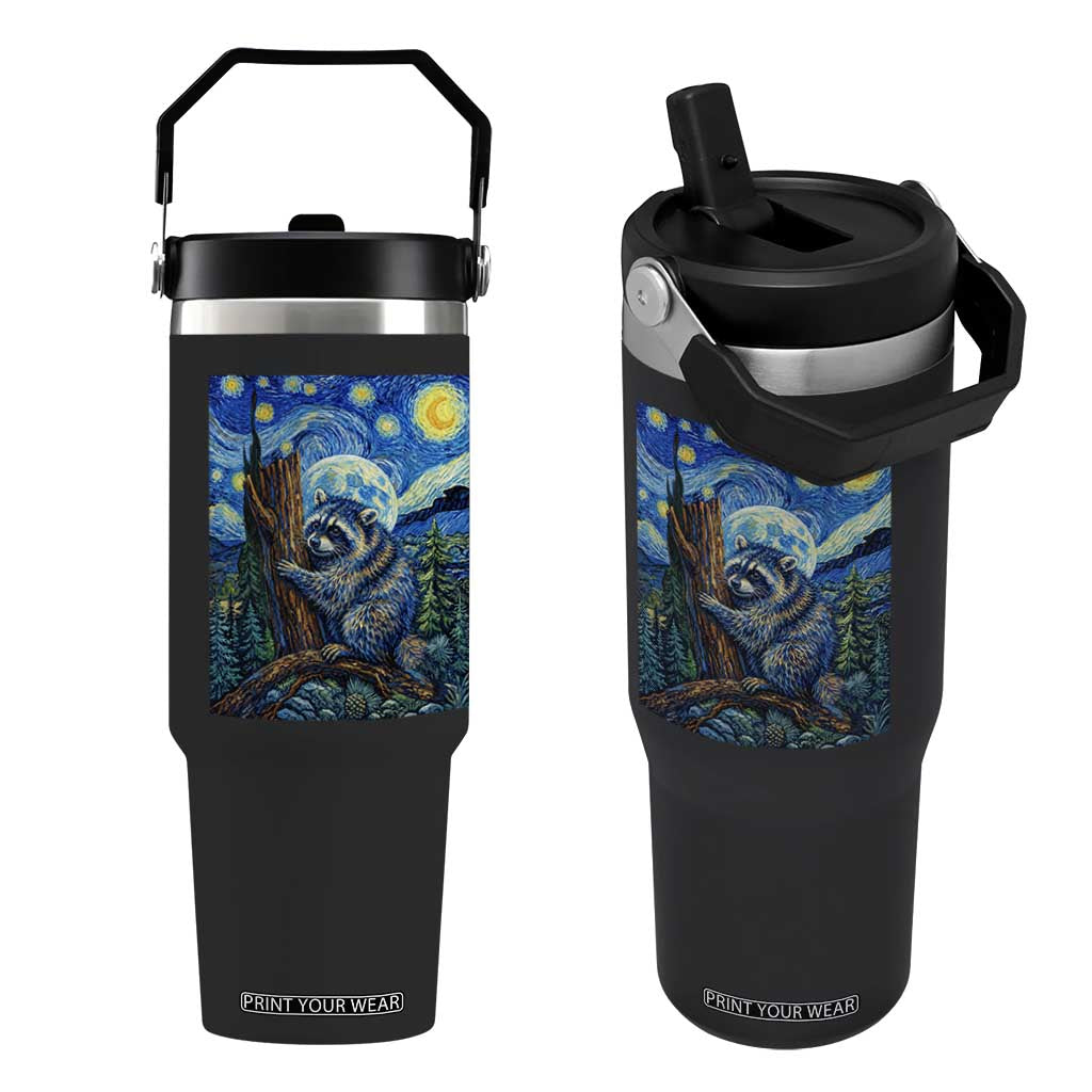 Seattle Trash Panda Starry Night Graphic Flip Straw Tumbler Funny Short King Raccoon TS12 One Size: 30 oz Black Print Your Wear