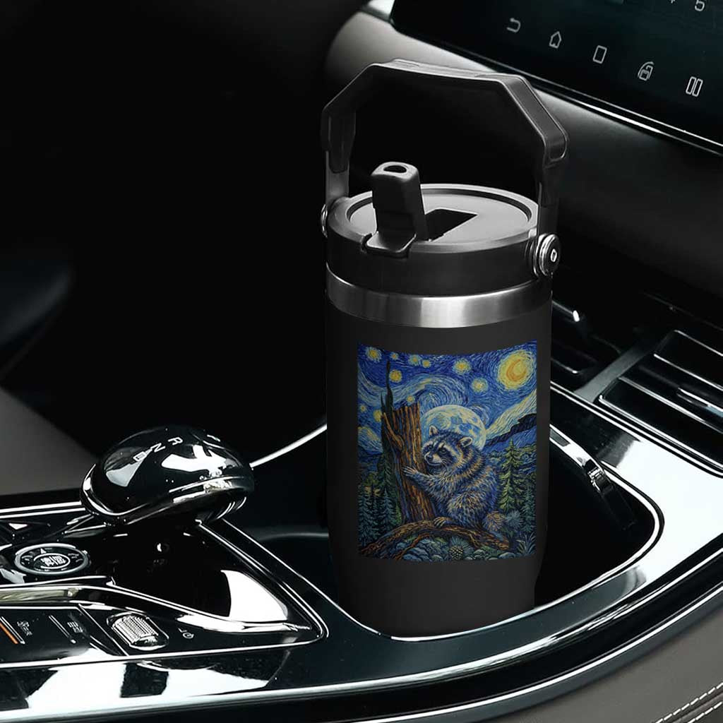 Seattle Trash Panda Starry Night Graphic Flip Straw Tumbler Funny Short King Raccoon