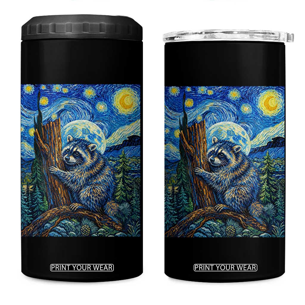Seattle Trash Panda Starry Night Graphic 4 in 1 Can Cooler Tumbler Funny Short King Raccoon