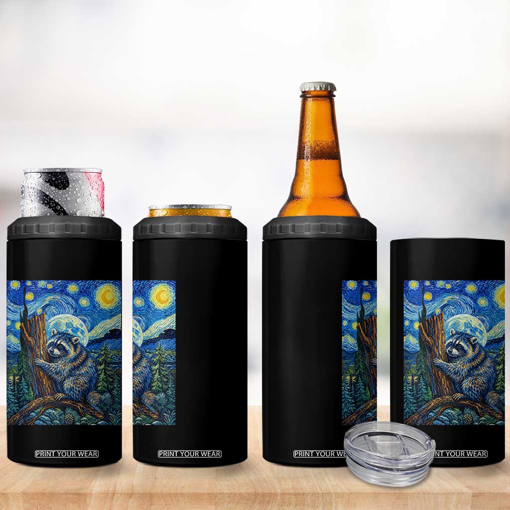 Seattle Trash Panda Starry Night Graphic 4 in 1 Can Cooler Tumbler Funny Short King Raccoon