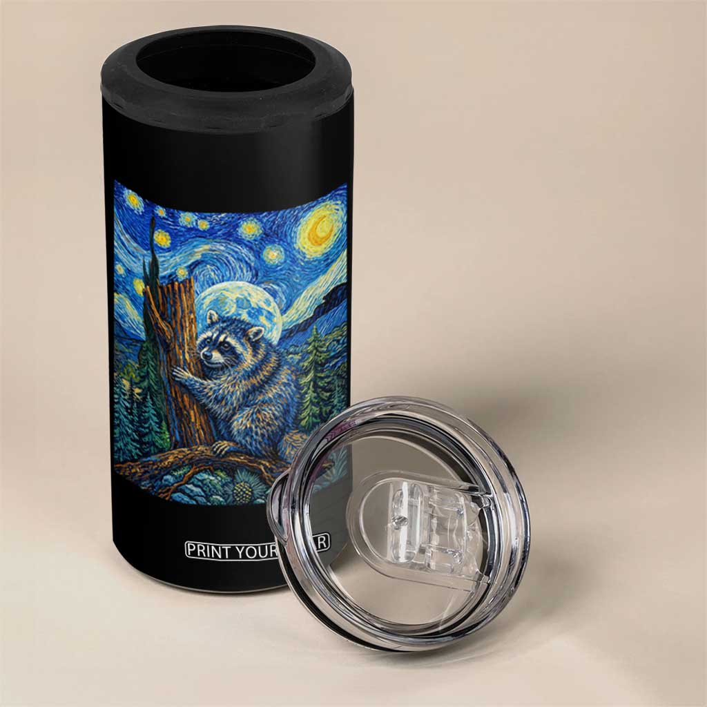 Seattle Trash Panda Starry Night Graphic 4 in 1 Can Cooler Tumbler Funny Short King Raccoon