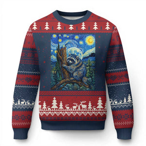 Seattle Trash Panda Starry Night Graphic Ugly Christmas Sweater Funny Short King Raccoon