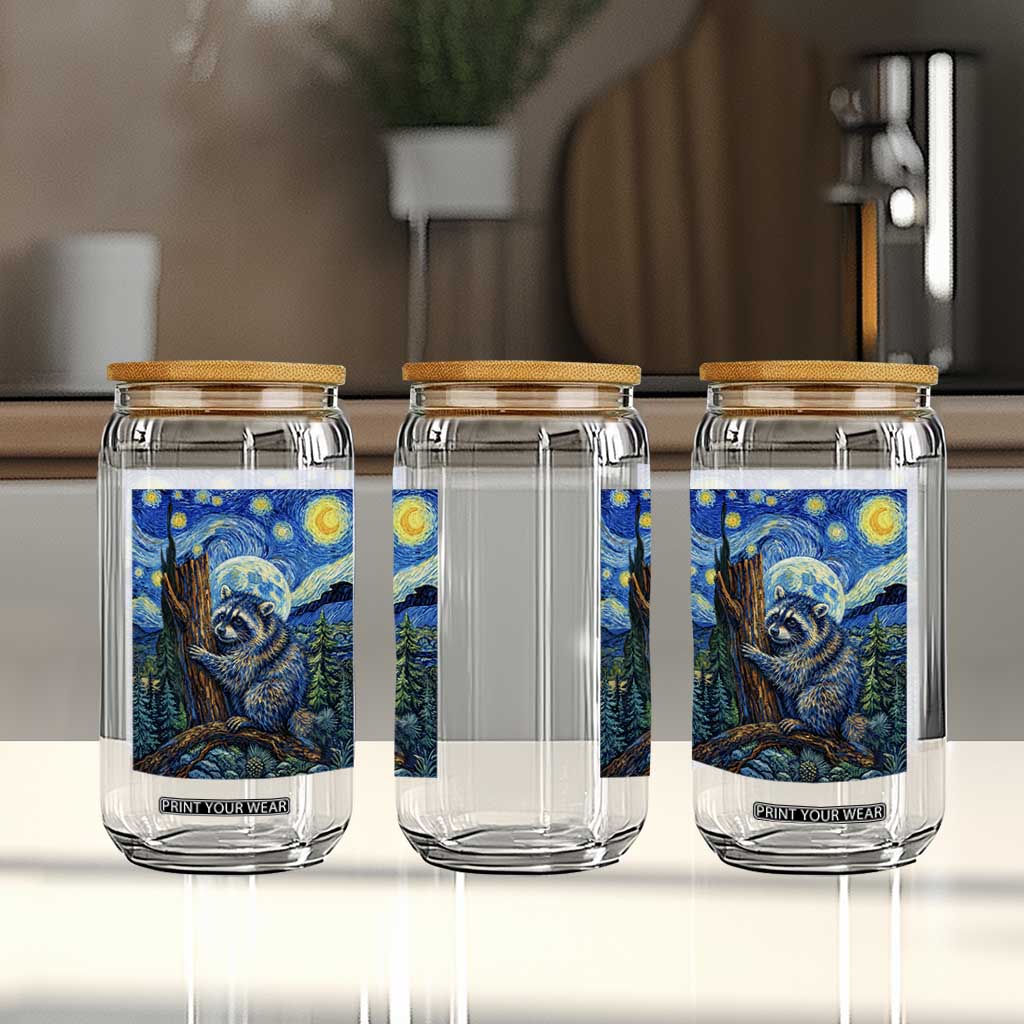 Seattle Trash Panda Starry Night Graphic Glass Can Funny Short King Raccoon