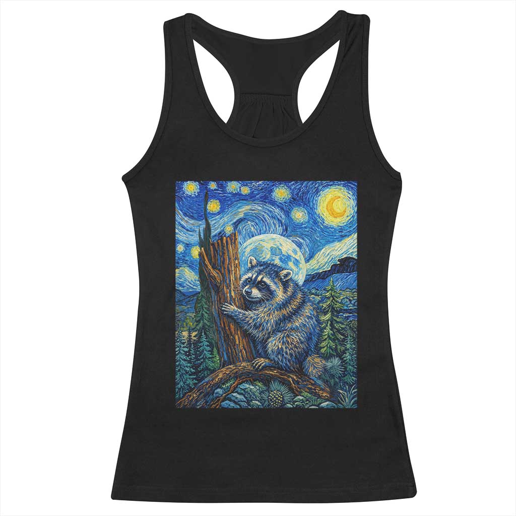Seattle Trash Panda Starry Night Graphic Racerback Tank Top Funny Short King Raccoon TS12 Black Print Your Wear