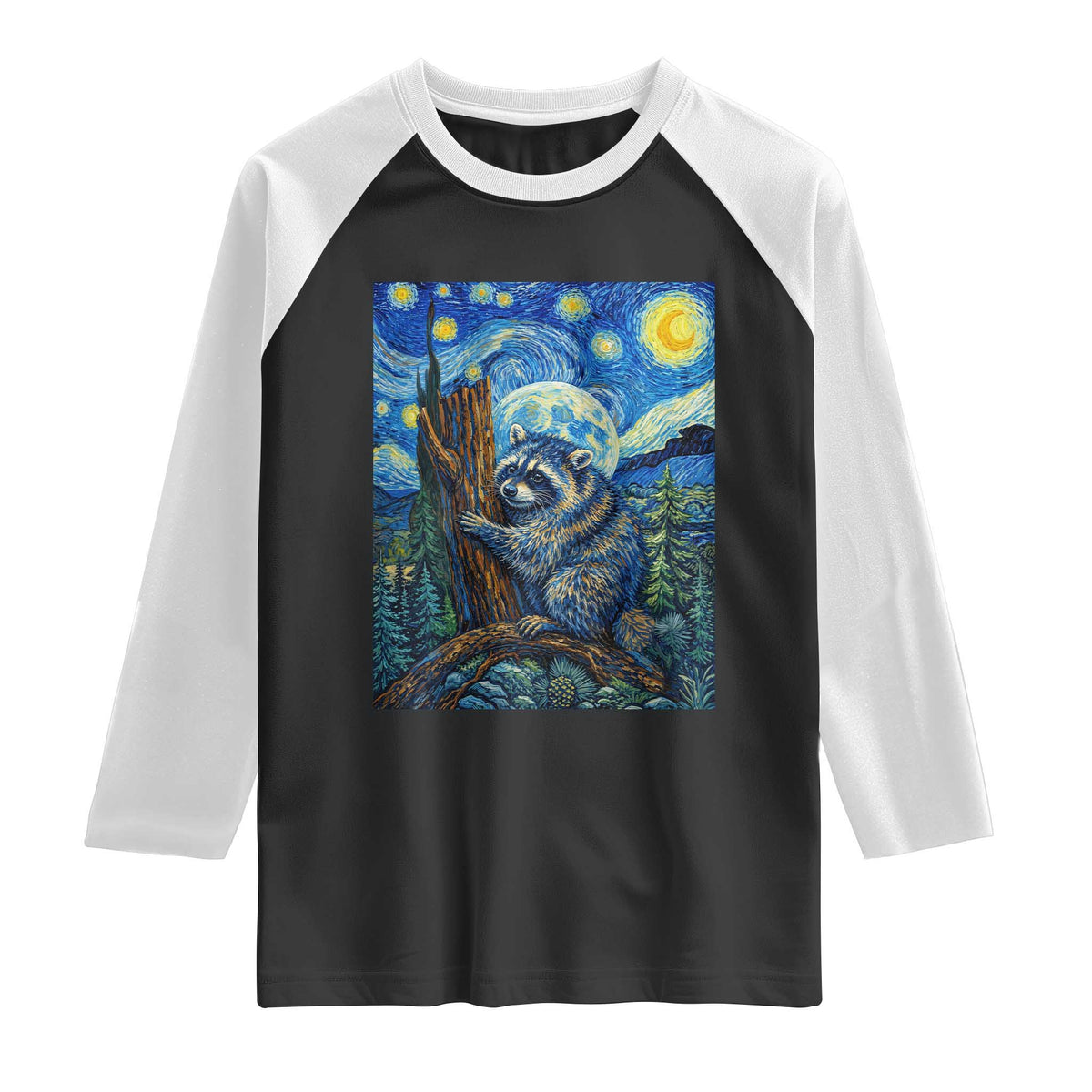 Seattle Trash Panda Starry Night Graphic Raglan Shirt Funny Short King Raccoon