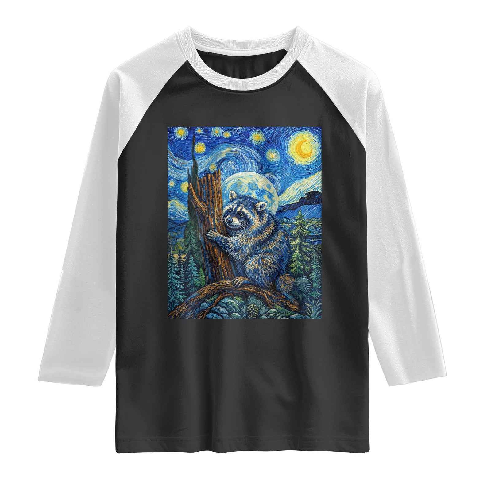Seattle Trash Panda Starry Night Graphic Raglan Shirt Funny Short King Raccoon TS12 Black White Print Your Wear