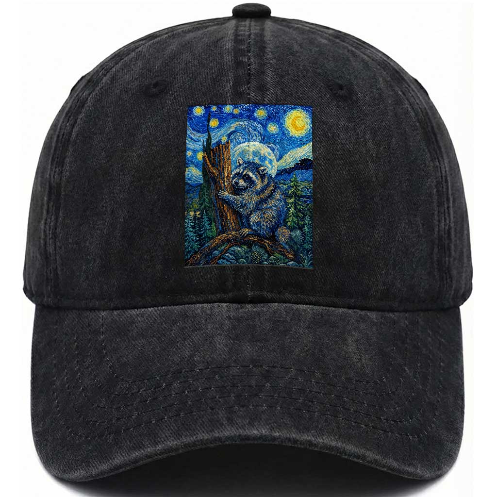 Seattle Trash Panda Starry Night Graphic Washed Cotton Baseball Cap Funny Short King Raccoon TS12 Print Your Wear