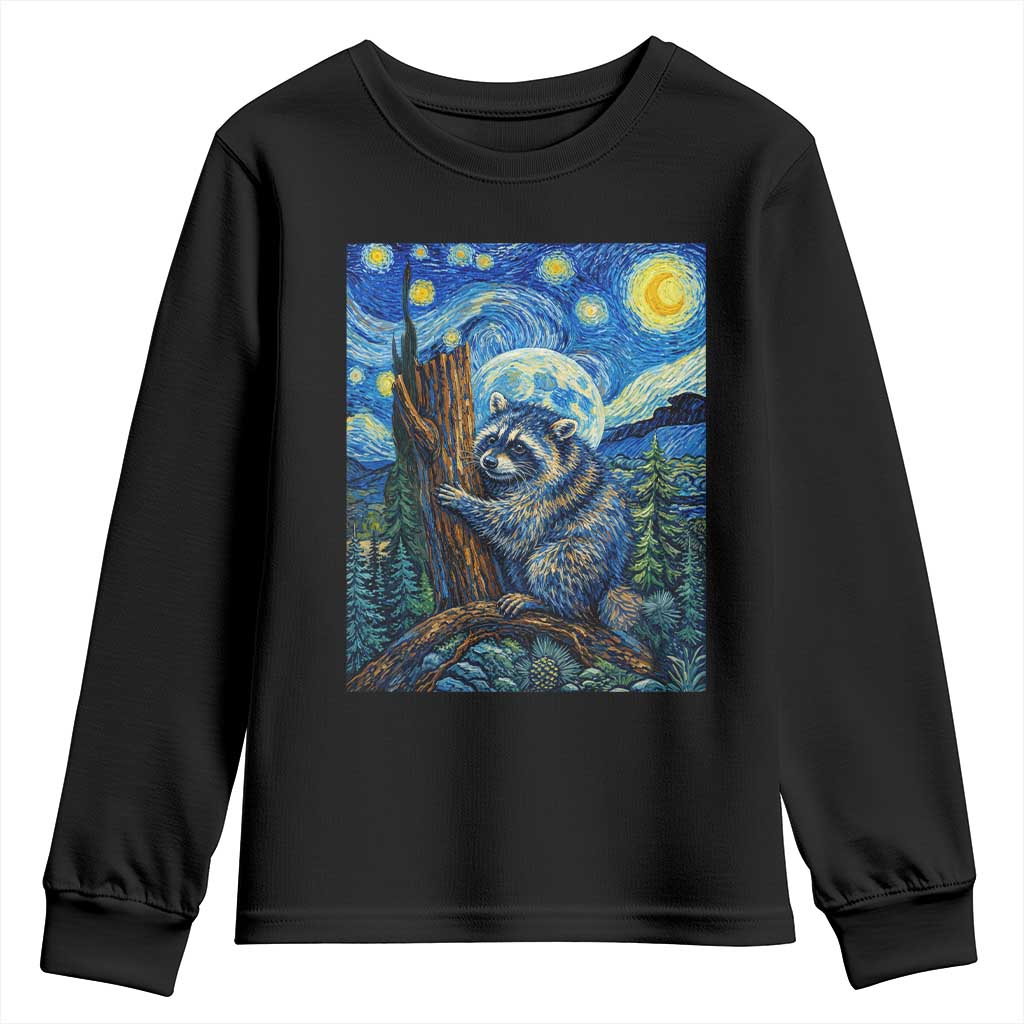 Seattle Trash Panda Starry Night Graphic Youth Sweatshirt Funny Short King Raccoon TS12 Black Print Your Wear