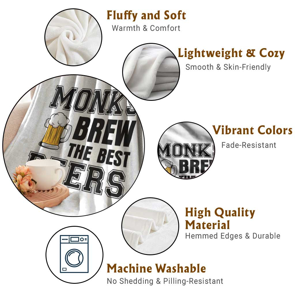 Monks Brew The Best Beers Throw Blanket Funny Craft Beer Brewer