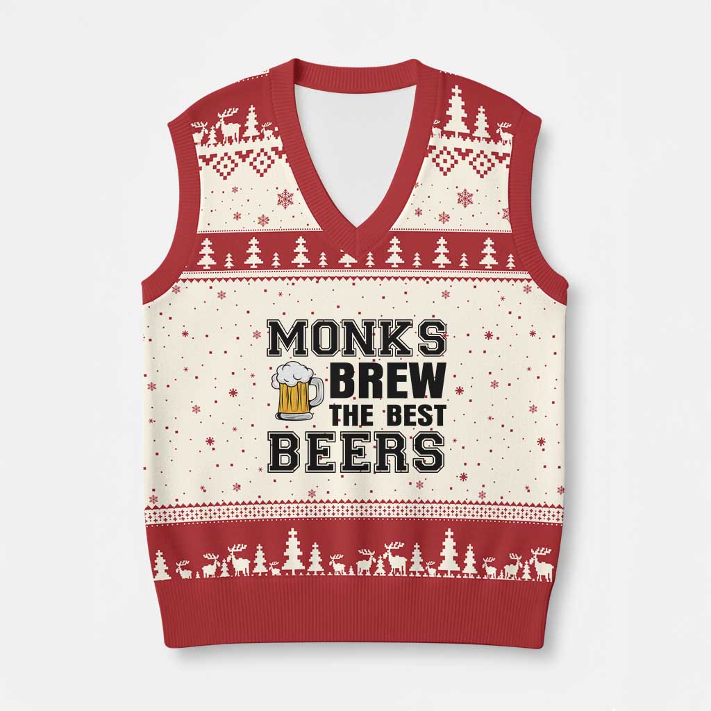 Monks Brew The Best Beers V-Neck Knit Sweater Vest Funny Craft Beer Brewer TS12 Beige Red Print Your Wear