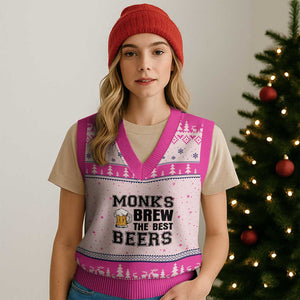 Monks Brew The Best Beers V-Neck Knit Sweater Vest Funny Craft Beer Brewer
