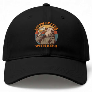 Funny Craft Beer Drinker Monks Baseball Cap Lifes Better With Beer