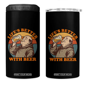 Funny Craft Beer Drinker Monks 4 in 1 Can Cooler Tumbler Lifes Better With Beer
